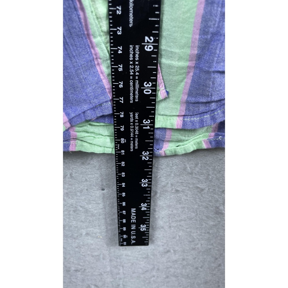 Fabletics Shirt Womens Small Green Purple Stripe‎ Button Front Long Sleeve Top - Picture 4 of 7